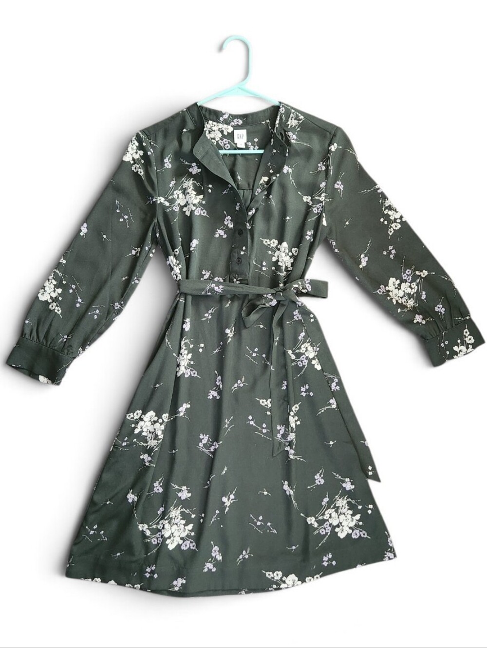 GAP Dark Green Floral Dress-Size XS
